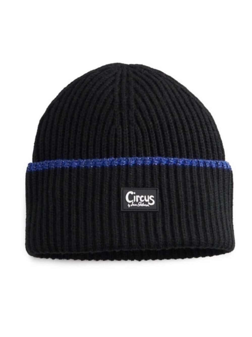 Circus by Sam Edelman Unisex contrast tipping beanie black w/blue metallic trim - Picture 1 of 10